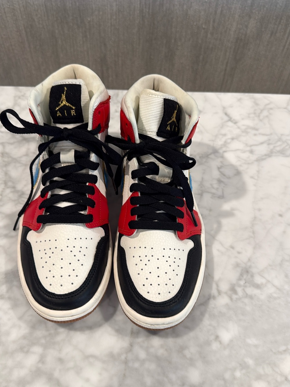 Women’s Air Jordan 1 Mid SE High-Top Sneakers - White / Black / Red Size 8